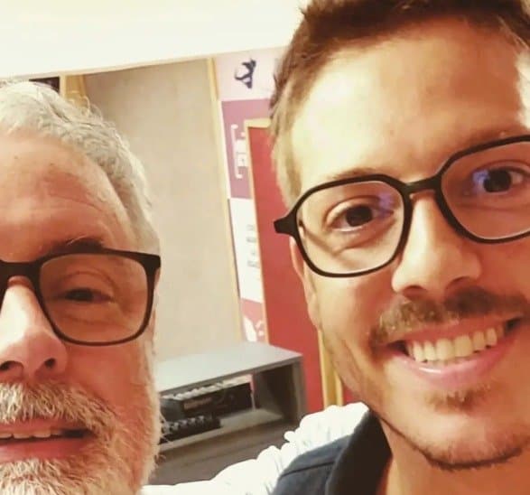Ruy Jobim e Fábio Porchat no estúdio da Rádio Laura